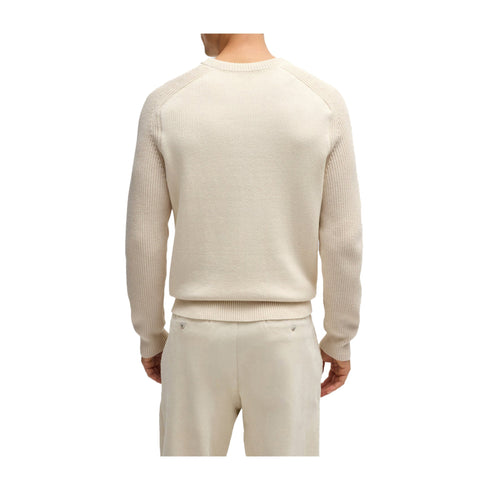 BOSS Pullover Maglia Uomo con lavorazioni miste Open white - Francavilla Moda