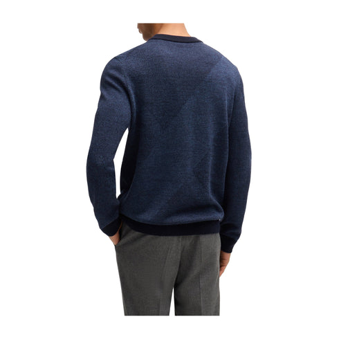 BOSS Pullover Maglia Uomo con motivo jacquard Dark blue A24 - BOSS50526845 - 404 - S - Francavilla Moda