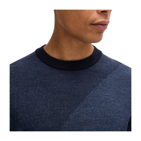 BOSS Pullover Maglia Uomo con motivo jacquard Dark blue A24 - BOSS50526845 - 404 - S - Francavilla Moda