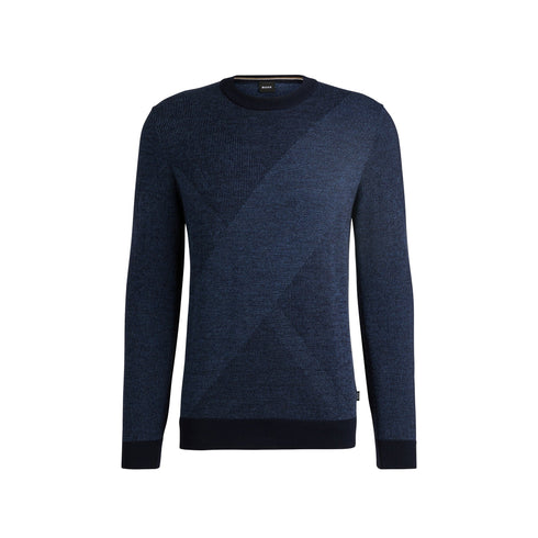 BOSS Pullover Maglia Uomo con motivo jacquard Dark blue A24 - BOSS50526845 - 404 - S - Francavilla Moda