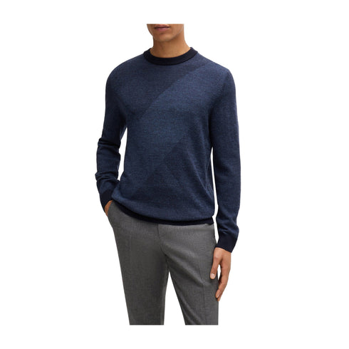 BOSS Pullover Maglia Uomo con motivo jacquard Dark blue A24 - BOSS50526845 - 404 - S - Francavilla Moda