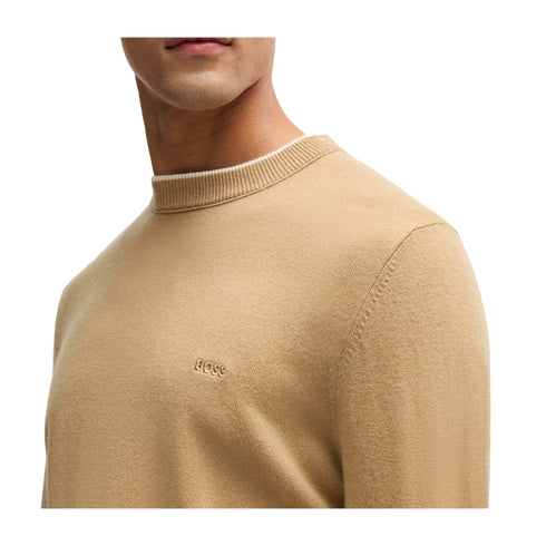 BOSS Pullover Maglia Uomo Ebacio in lana Cammello A24 - BOSS50526844 - 260 - M - Francavilla Moda