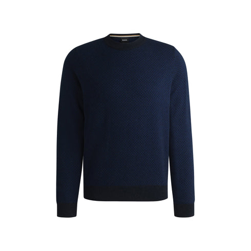 BOSS Pullover Maglia Uomo motivo jacquard bicolore Dark blue A24 - BOSS50526989 - 404 - S - Francavilla Moda