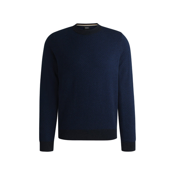 BOSS Pullover Maglia Uomo motivo jacquard bicolore Dark blue A24 - BOSS50526989 - 404 - S - Francavilla Moda