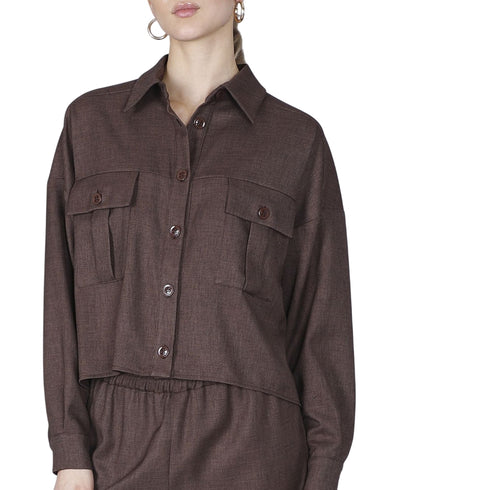 CAFENOIR Overshirt Camicia a scatolina con tasche a toppa cioccolato S - Francavilla Moda