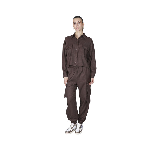 CAFENOIR Overshirt Camicia a scatolina con tasche a toppa cioccolato S - Francavilla Moda