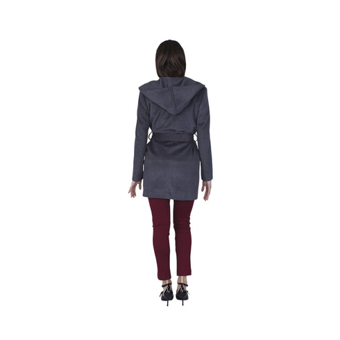 CAFENOIR Cappottino Cappotto tipo vestaglia con cappuccio antracite 40 - Francavilla Moda