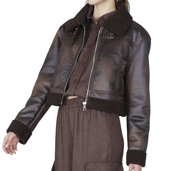 CAFENOIR capispalla Chiodo stile shearling fondente 40 - Francavilla Moda