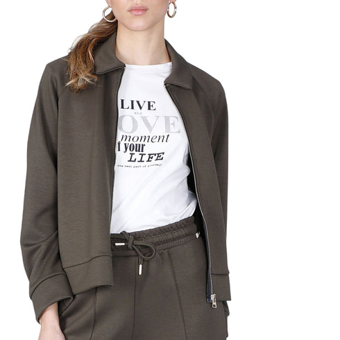 CAFENOIR Felpa zip Felpa cropped in scuba militare XS A25-CAFENOIRC7JF0109-G012-XS - Francavilla Moda