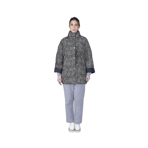 CAFENOIR Caban Piumino tipo cappa svasata con stampa chervon avena/nero 40 - Francavilla Moda