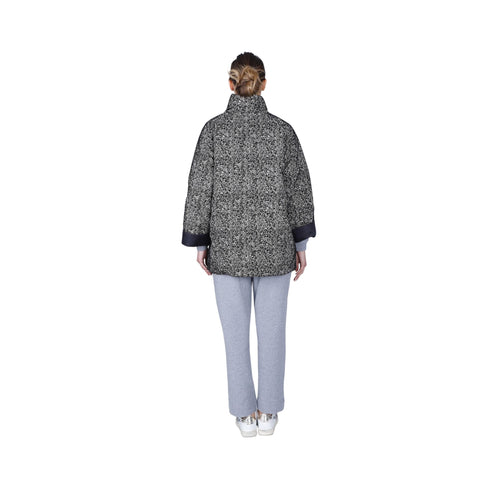 CAFENOIR Caban Piumino tipo cappa svasata con stampa chervon avena/nero 40 - Francavilla Moda