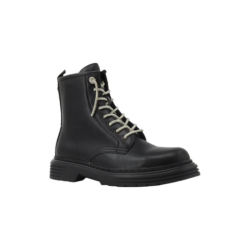 CAFENOIR Stivali Stivaletto Donna Anfibio lacci strass Nero - Francavilla Moda