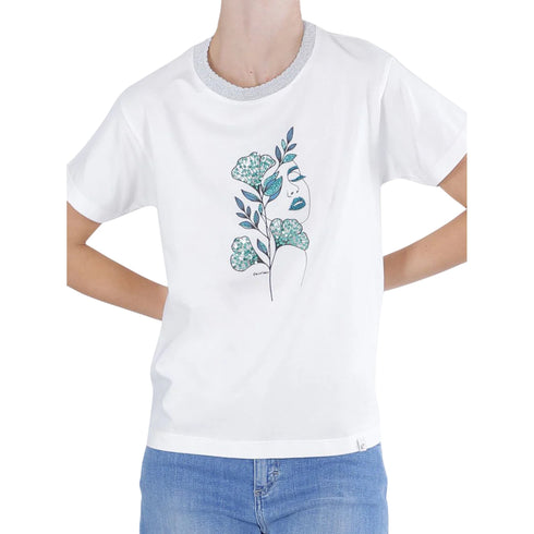 Cafènoir T-Shirt T-shirt Donna con scollo a V e stampa XS P26-CAFENOIRC7JT0286-W022-XS - Francavilla Moda
