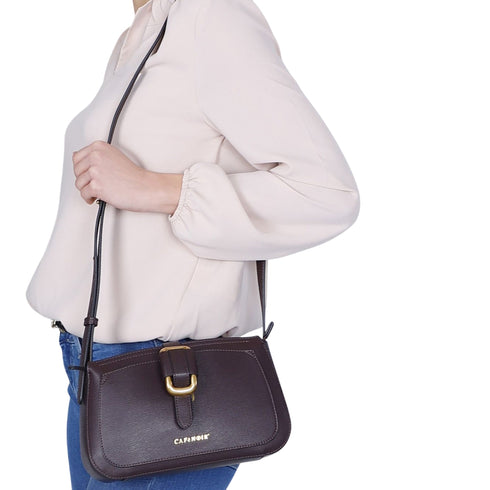 CAFENOIR Tracolla Tracolla effetto pelle saffiano con passante in metallo UNI - Francavilla Moda