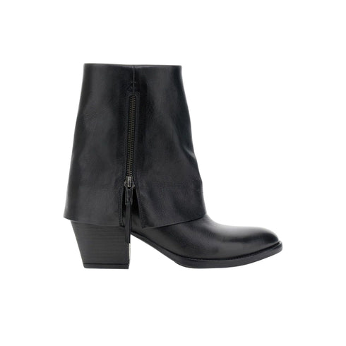 CAFENOIR Tronchetto Tronchetti in pelle con risvolto e cerniera interna nero 36 - Francavilla Moda