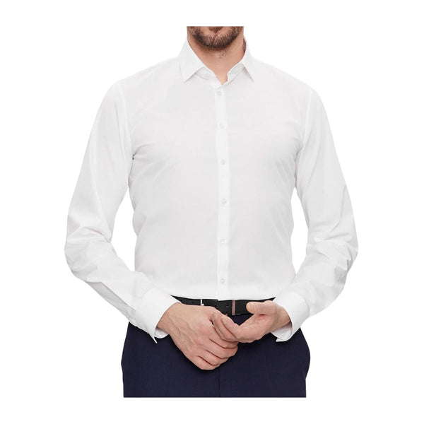 Calvin Klein Camicia elegante Camicia Uomo Poplin Contrast Print Bianco - Francavilla Moda