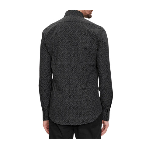 Calvin Klein Camicia elegante Camicia Uomo Poplin Logo Print Nero grigio - Francavilla Moda