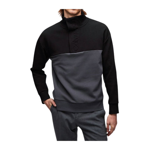 Calvin Klein Felpa con zip Felpa Uomo con inserto a contrasto Nero grigio - Francavilla Moda