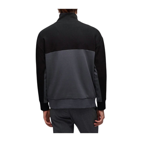 Calvin Klein Felpa con zip Felpa Uomo con inserto a contrasto Nero grigio - Francavilla Moda