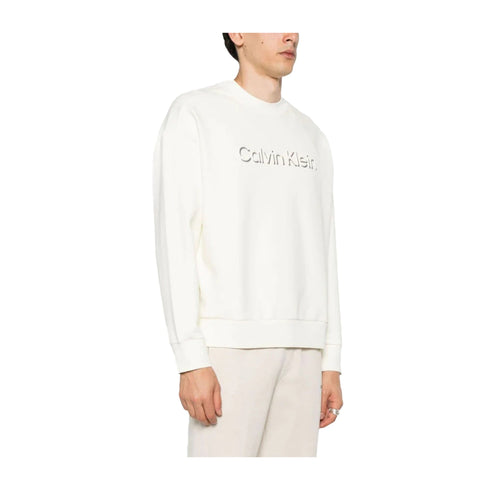 CALVIN KLEIN Felpa girocollo Felpa Uomo Shadow Embossed Logo Panna A24 - CALVIN KLEINK113081 - YAT - S - Francavilla Moda