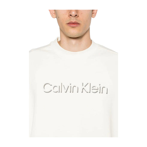 CALVIN KLEIN Felpa girocollo Felpa Uomo Shadow Embossed Logo Panna A24 - CALVIN KLEINK113081 - YAT - S - Francavilla Moda