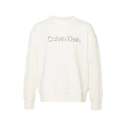CALVIN KLEIN Felpa girocollo Felpa Uomo Shadow Embossed Logo Panna A24 - CALVIN KLEINK113081 - YAT - S - Francavilla Moda