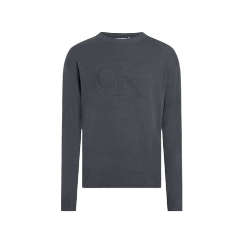 CALVIN KLEIN JEANS Pullover Maglia Uomo logo in tono colore Grigio - Francavilla Moda