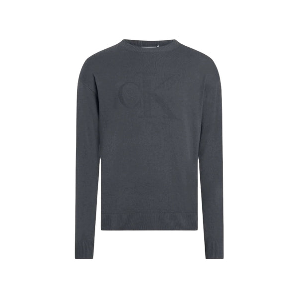 CALVIN KLEIN JEANS Pullover Maglia Uomo logo in tono colore Grigio - Francavilla Moda