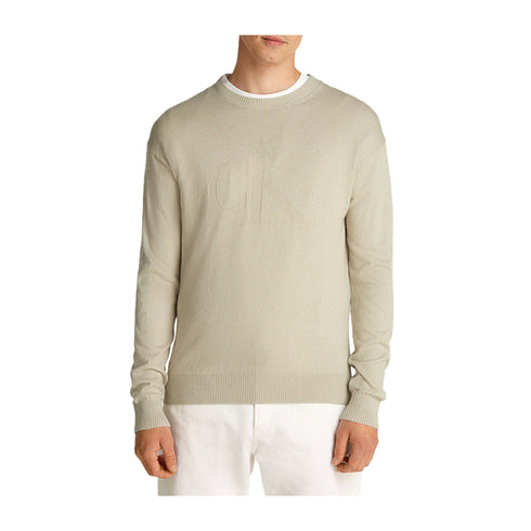 CALVIN KLEIN JEANS Pullover Maglia Uomo logo in tono colore Beige A24 - CALVIN KLEIN JEANSJ326453 - PD7 - S - Francavilla Moda