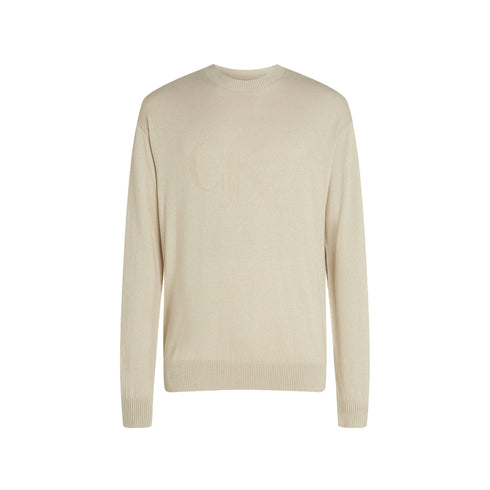 CALVIN KLEIN JEANS Pullover Maglia Uomo logo in tono colore Beige A24 - CALVIN KLEIN JEANSJ326453 - PD7 - S - Francavilla Moda