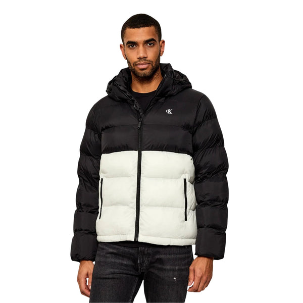 Calvin Klein Jeans Piumino corto Piumino Calvin Klein Bicolor Nero Panna In Tessuto Sorona S - Francavilla Moda