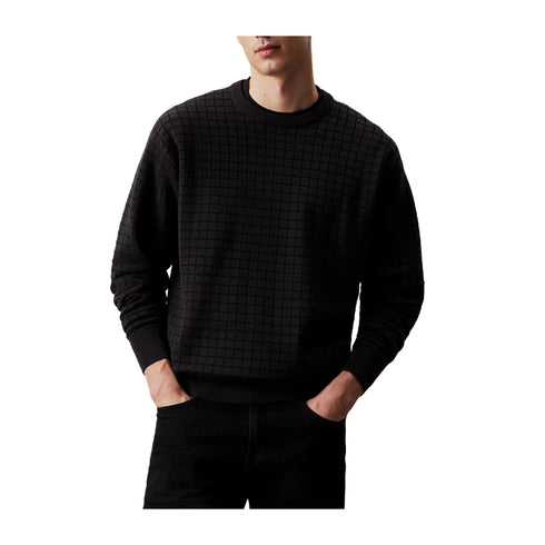 CALVIN KLEIN Pullover Maglia Uomo check pattern Nero - Francavilla Moda