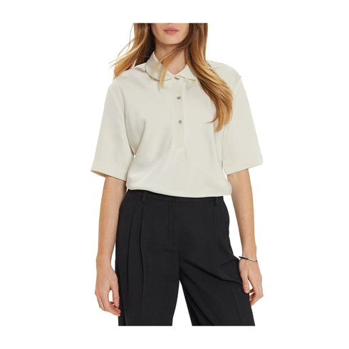 Calvin Klein Polo Polo Donna Satin a mezze maniche Bianco P25 - CALVIN KLEINK207977 - YAC - 36 - Francavilla Moda