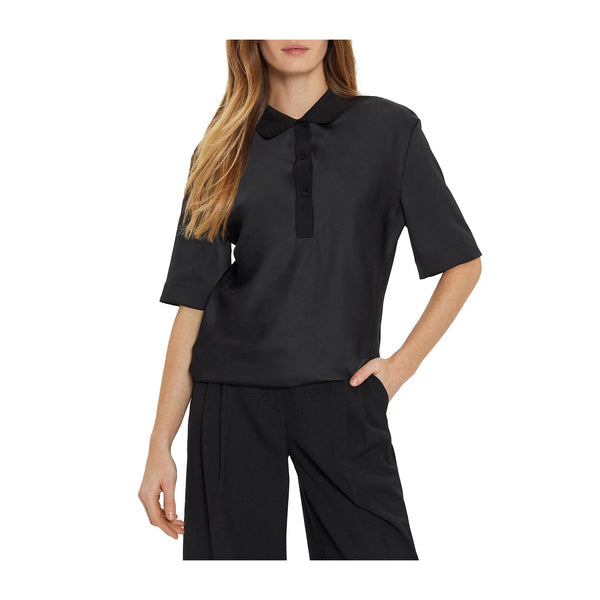 Calvin Klein Polo Polo Donna Satin a mezze maniche Nero - Francavilla Moda