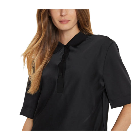 Calvin Klein Polo Polo Donna Satin a mezze maniche Nero - Francavilla Moda