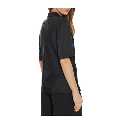 Calvin Klein Polo Polo Donna Satin a mezze maniche Nero - Francavilla Moda