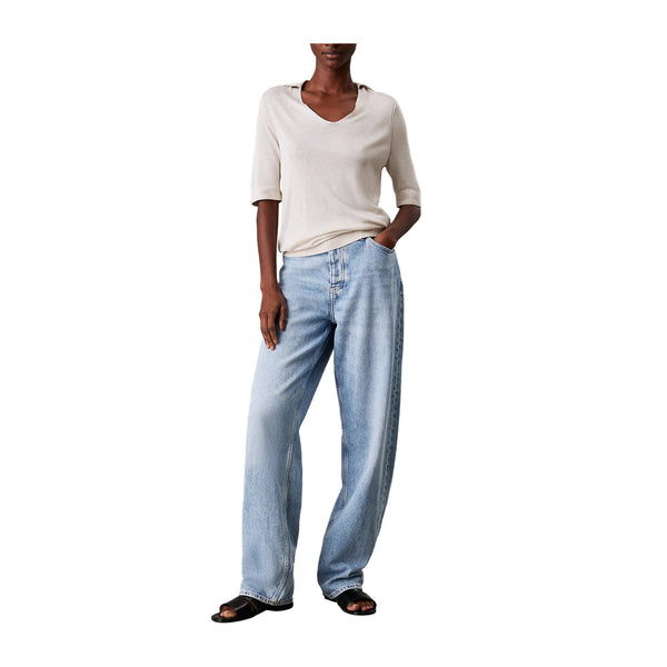 Calvin Klein Polo Polo Donna Silk Blend Gesso P25 - CALVIN KLEINK208200 - ADK - XS - Francavilla Moda