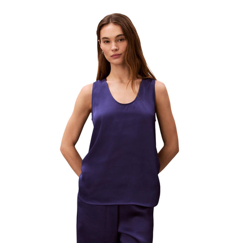 Calvin Klein Top Top Donna in satin con scollo a U XS - Francavilla Moda