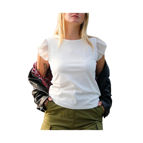 CENSURED T-Shirt T-shirt Donna con maniche volant Bianco - Francavilla Moda