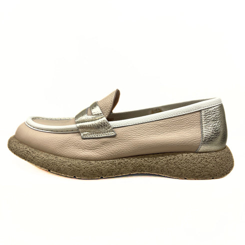 Chiarini Bologna Mocassini Mocassino Donna in pelle martellata Avorio - Francavilla Moda