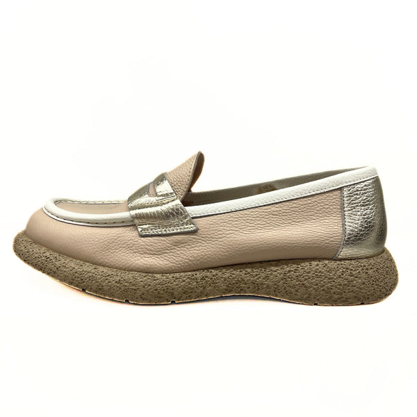 Chiarini Bologna Mocassini Mocassino Donna in pelle martellata Avorio - Francavilla Moda