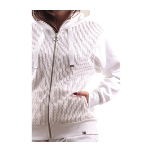 Colmar Felpa con zip Felpa Donna intrecciata con cappuccio Bianco - Francavilla Moda