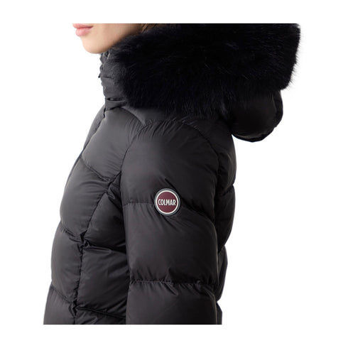 Colmar Piumino lungo Piumino Donna lungo con pelliccia Nero - Francavilla Moda