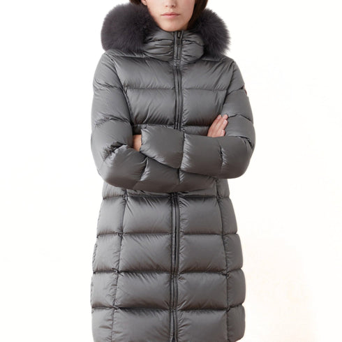 Colmar Piumino lungo Piumino Donna lungo con pelliccia Grigio - Francavilla Moda