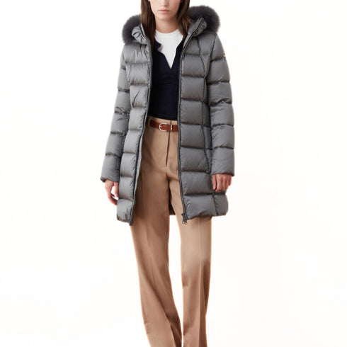 Colmar Piumino lungo Piumino Donna lungo con pelliccia Grigio - Francavilla Moda