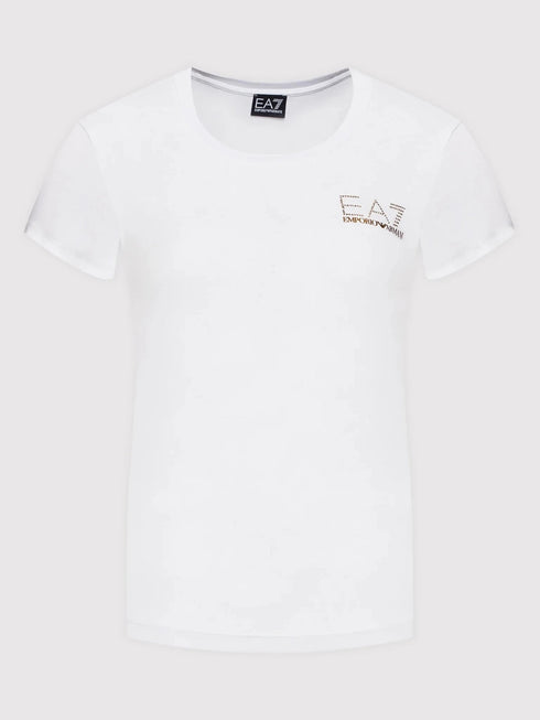 EA7 Emporio Armani T-shirt T-shirt Donna con borchiette Bianco - Francavilla Moda