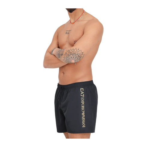 EA7 EMPORIO Costume Costume Uomo stampa logo Nero oro - Francavilla Moda