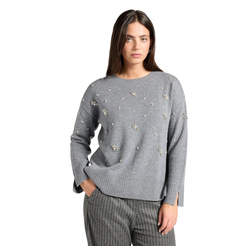 Elena Mirò Maglia Maglia Donna girocollo con strass S A26-ELENA MIROM010Z100803N-013-S - Francavilla Moda