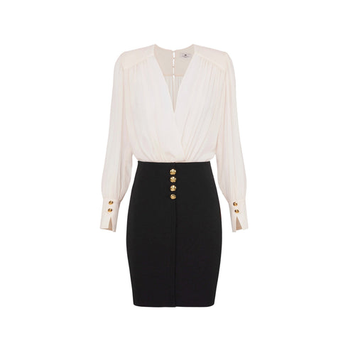 Elisabetta Franchi Abito corto Abito Donna bicolore con blusa Burro nero - Francavilla Moda