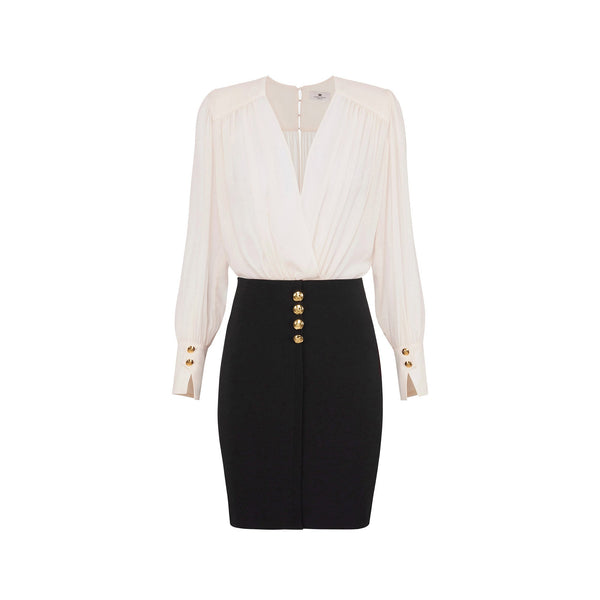 Elisabetta Franchi Abito corto Abito Donna bicolore con blusa Burro nero - Francavilla Moda